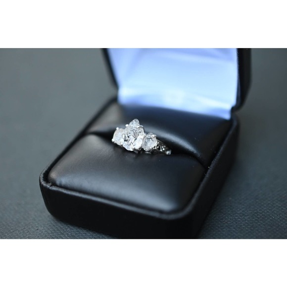 Art Deco Engagement Ring, Raw Diamond Ring, Sterling Silver Engagement R… - Picture 3 of 3